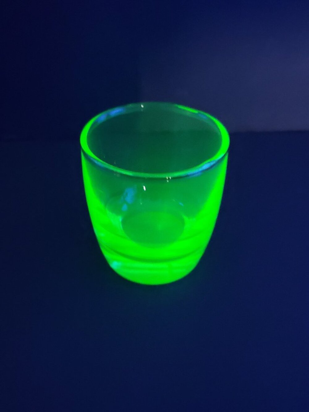 Vintage Uranium Vaseline Glass Shot Glass Glows Art Deco 2 in.